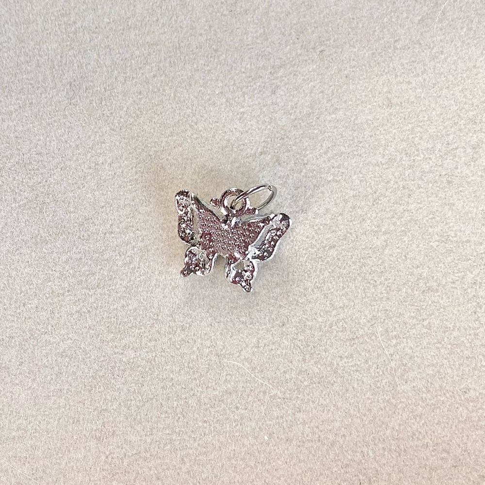 Peach Mimosa Aurora Butterfly Charm-Silver Tone Crystal & Enamel Butterfly - Picture 4 of 5
